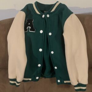 Green and Cream Varsity Jacket with Letter A